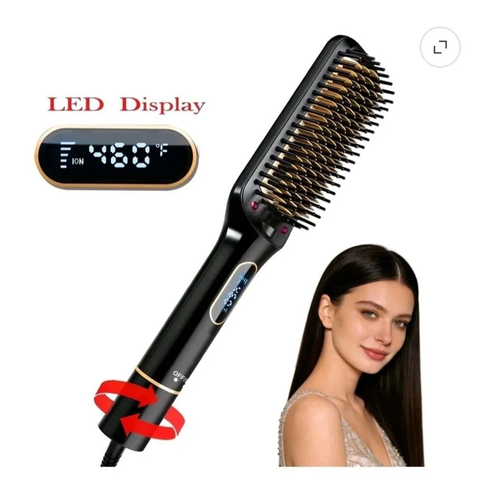 Nicebay by skimi hair straightening brush ionic ceramic LED display Black